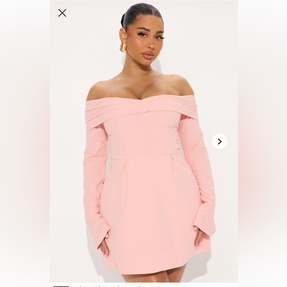 Elegant Pink Off-Shoulder Dress Sz L nwt